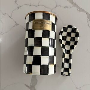 NEVER USED MacKenzie-Childs Checkered Utensil Holder and Spoon Rest